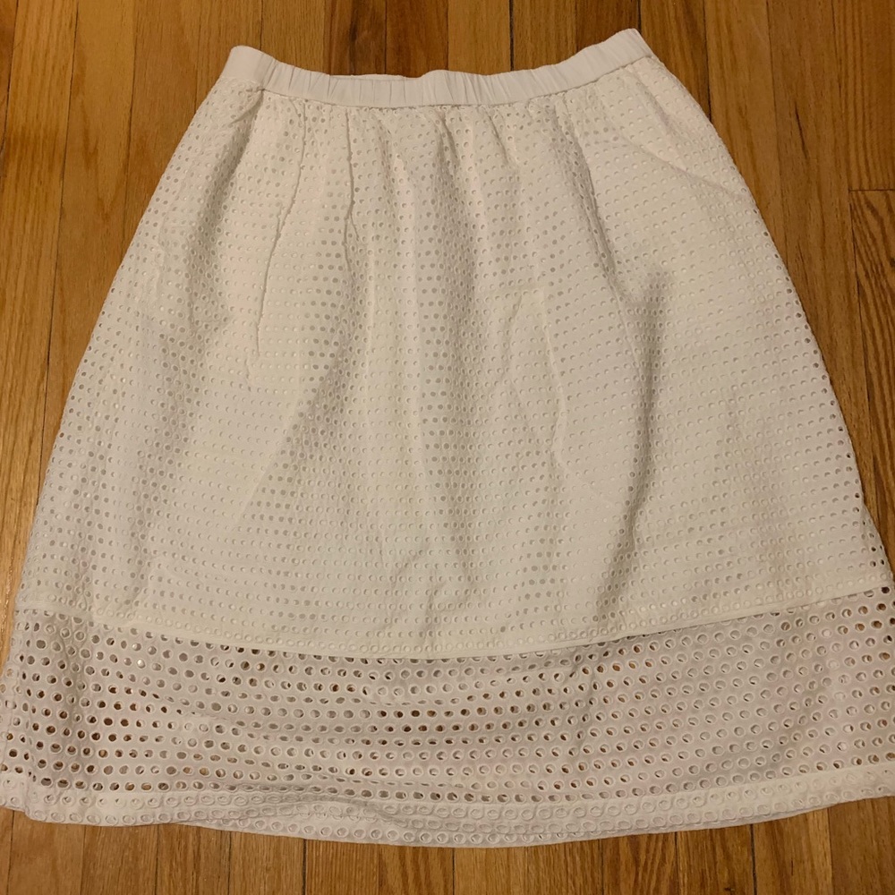 NWT Jcrew white eyelet midi skirt